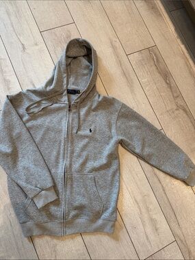 Ralph Lauren light gray sweatshirt with navy and gold label